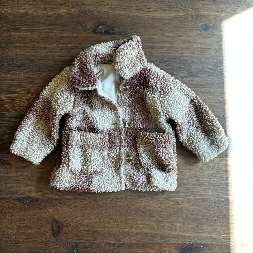 H&M Kids Sherpa Jacket in Brown and Cream